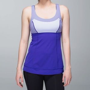 Lululemon Ta Ta Topper Cinch Light Luxtreme Tank Purple Stripe Size 6